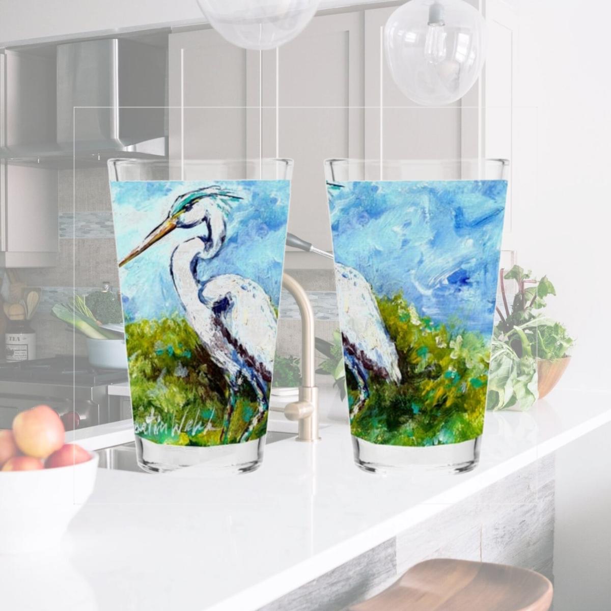 Picture of Carolines Treasures MW1175PINT Blue Heron 16 Oz. Mixing Glass