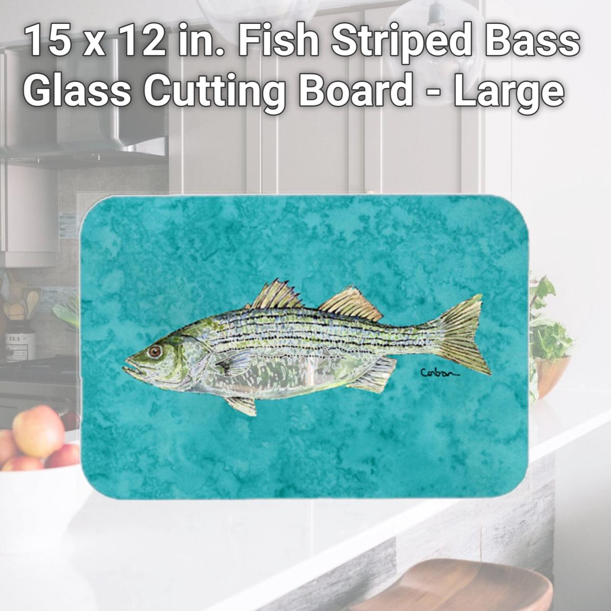 Picture of Carolines Treasures 8720LCB 15 x 12 in. Fish Striped Bass Glass Cutting Board - Large