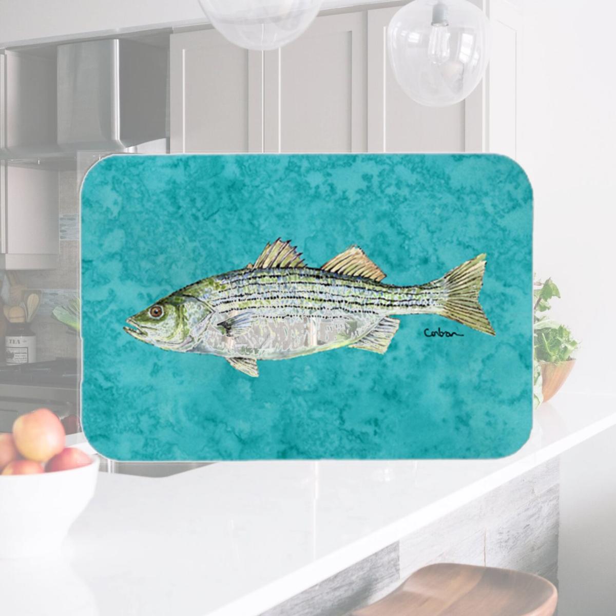 Picture of Carolines Treasures 8720LCB 15 x 12 in. Fish Striped Bass Glass Cutting Board - Large