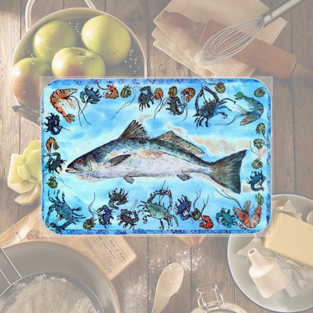 Picture of Carolines Treasures 8086LCB 15 x 12 in. Fish Speckled Trout Glass Cutting Board - Large