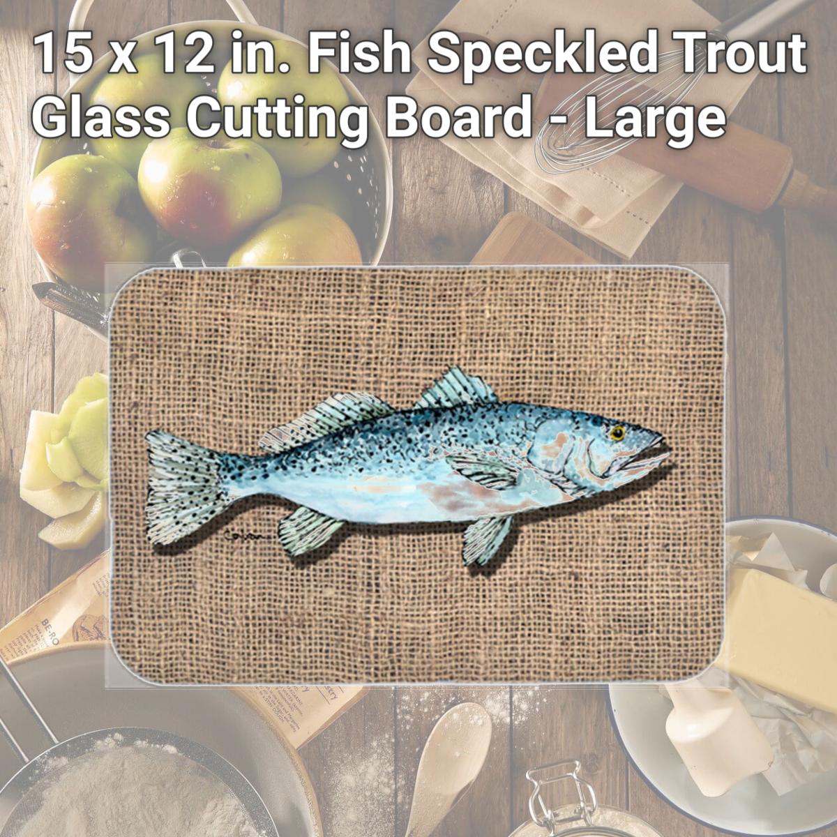 Picture of Carolines Treasures 8737LCB 15 x 12 in. Fish Speckled Trout Glass Cutting Board - Large