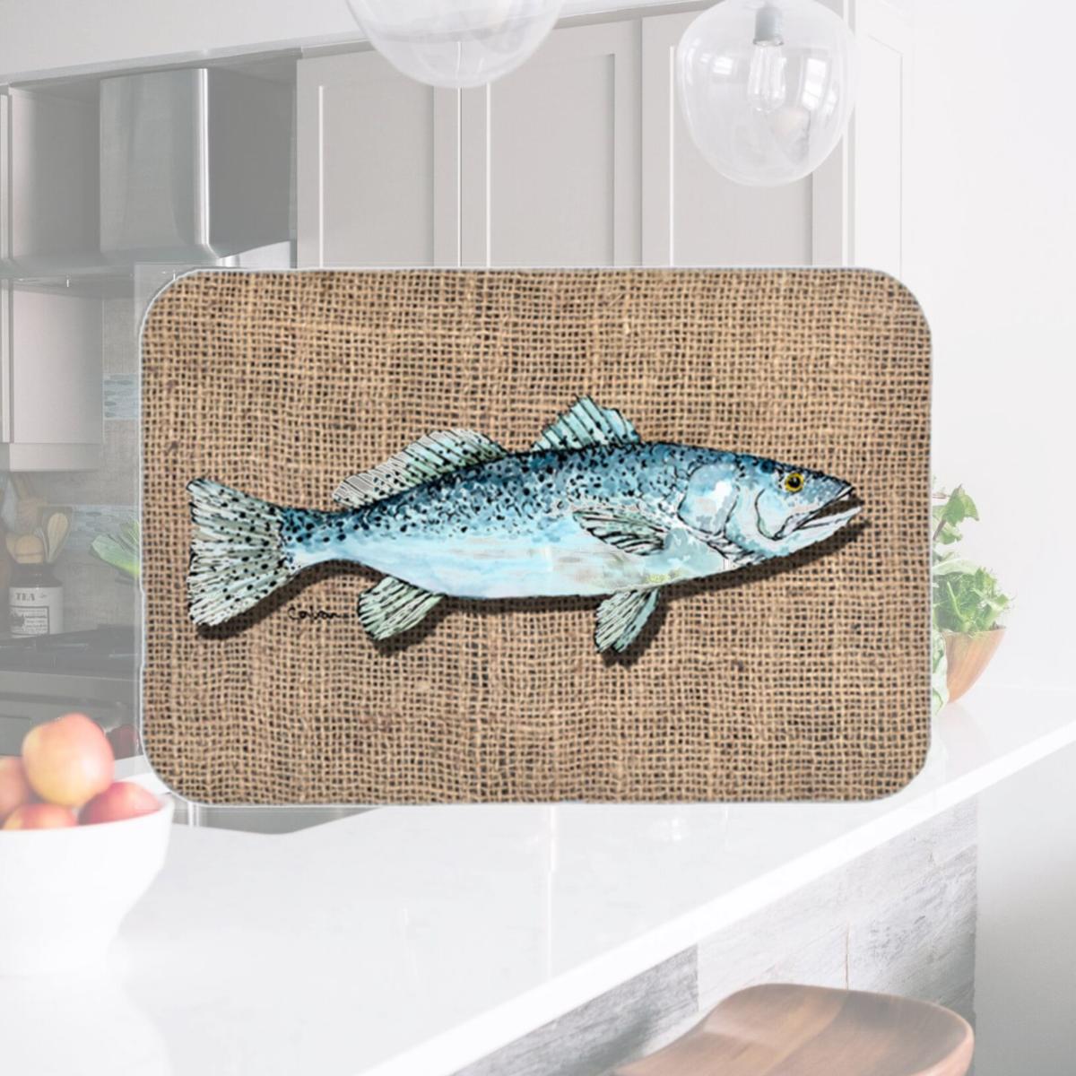 Picture of Carolines Treasures 8737LCB 15 x 12 in. Fish Speckled Trout Glass Cutting Board - Large