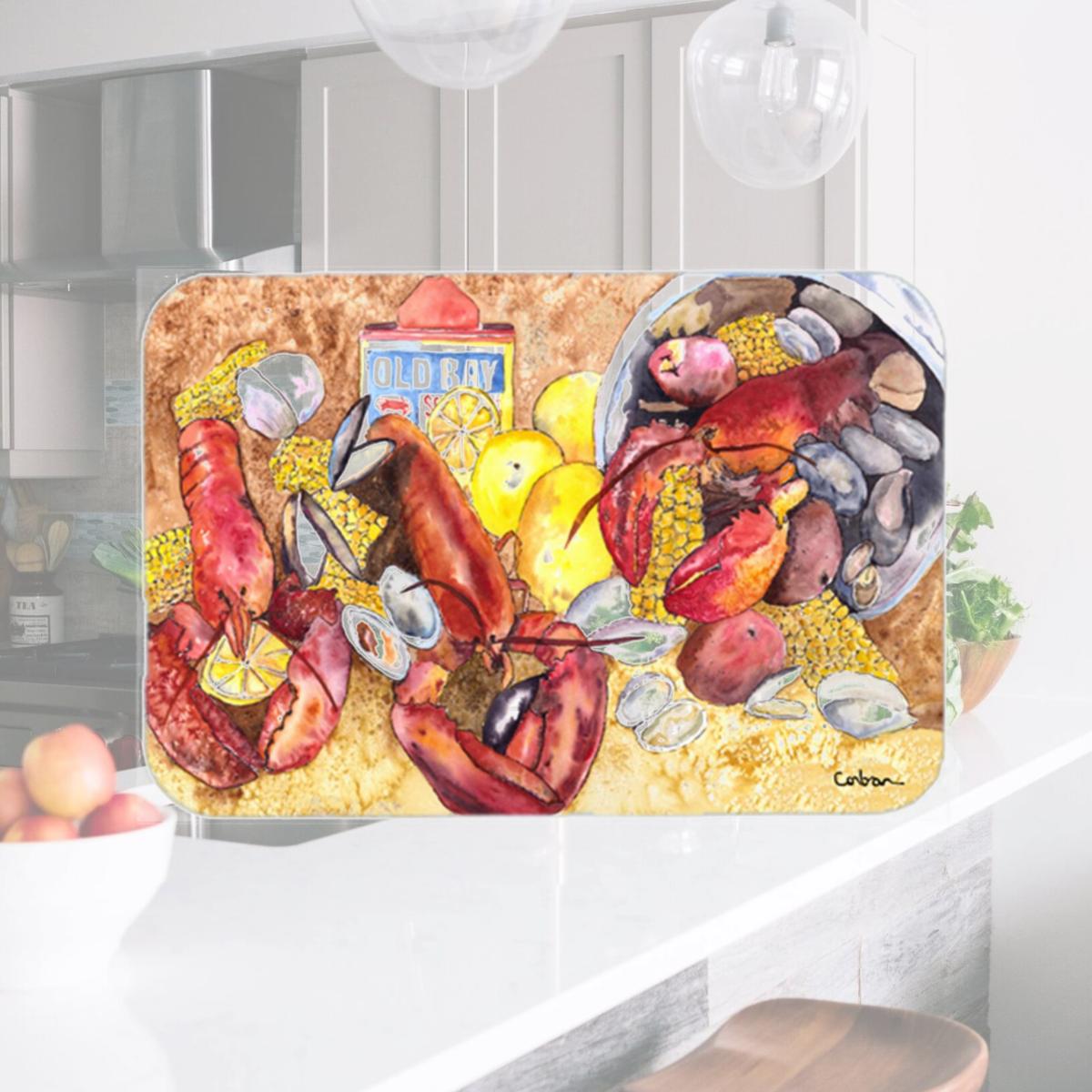 Picture of Carolines Treasures 8719LCB 15 x 12 in. Lobster Glass Cutting Board - Large