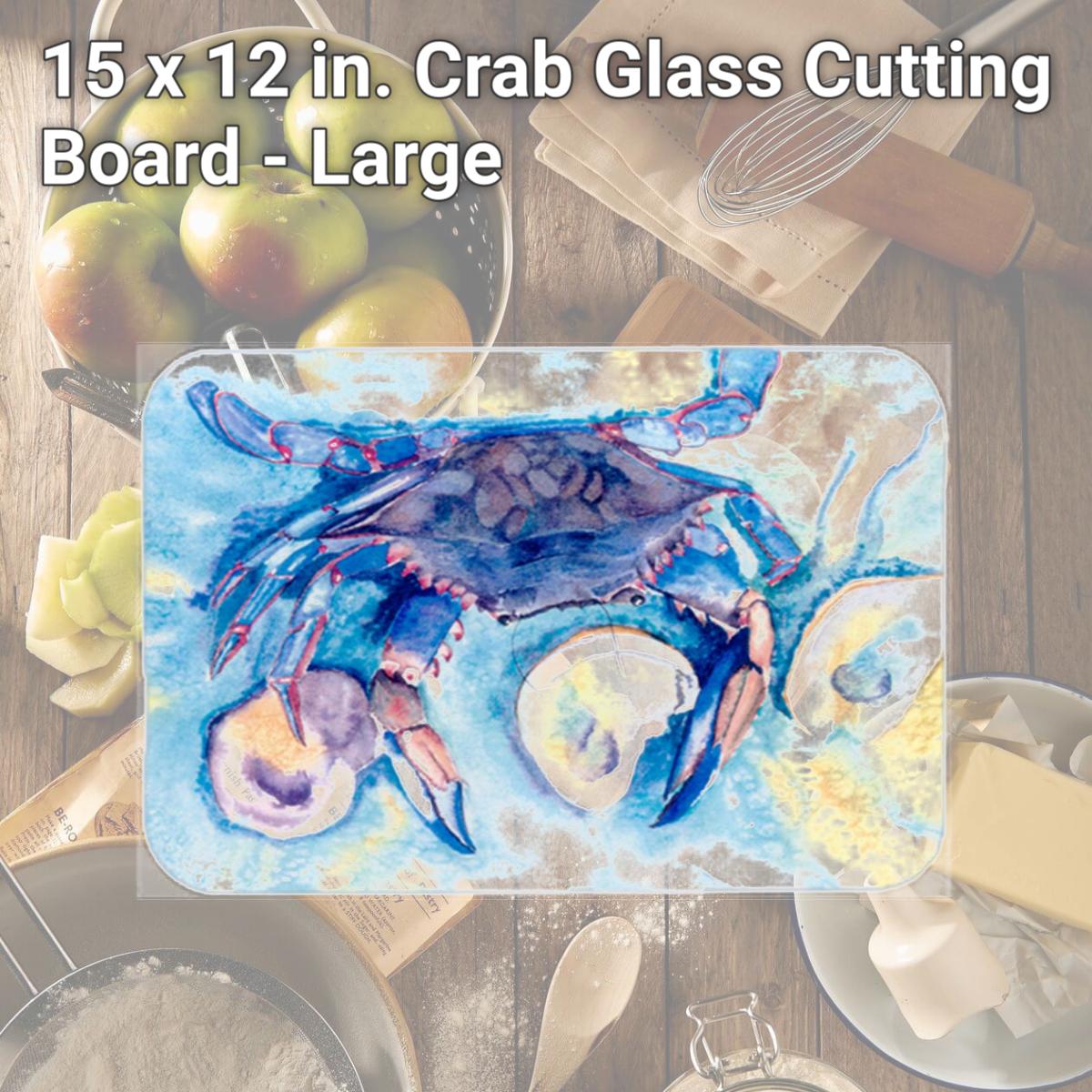 Picture of Carolines Treasures 8042LCB 15 x 12 in. Crab Glass Cutting Board - Large