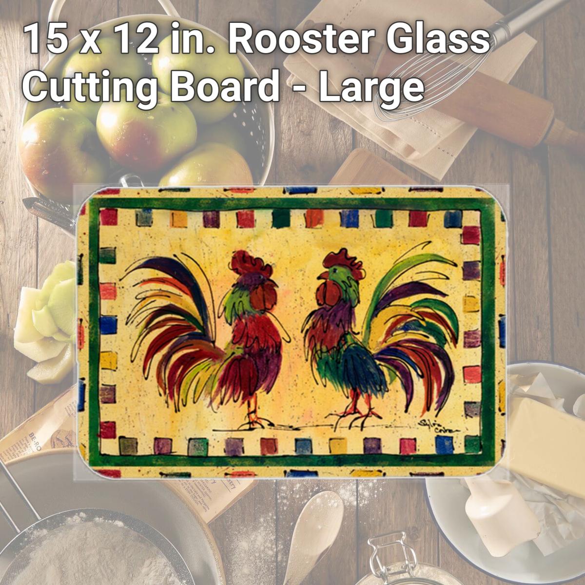 Picture of Carolines Treasures 8062LCB 15 x 12 in. Rooster Glass Cutting Board - Large