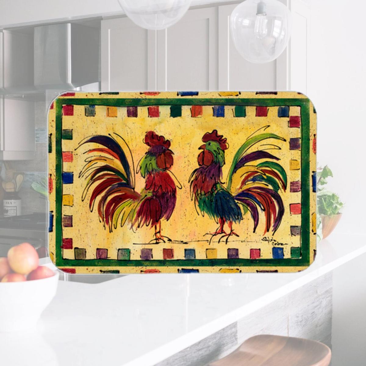 Picture of Carolines Treasures 8062LCB 15 x 12 in. Rooster Glass Cutting Board - Large