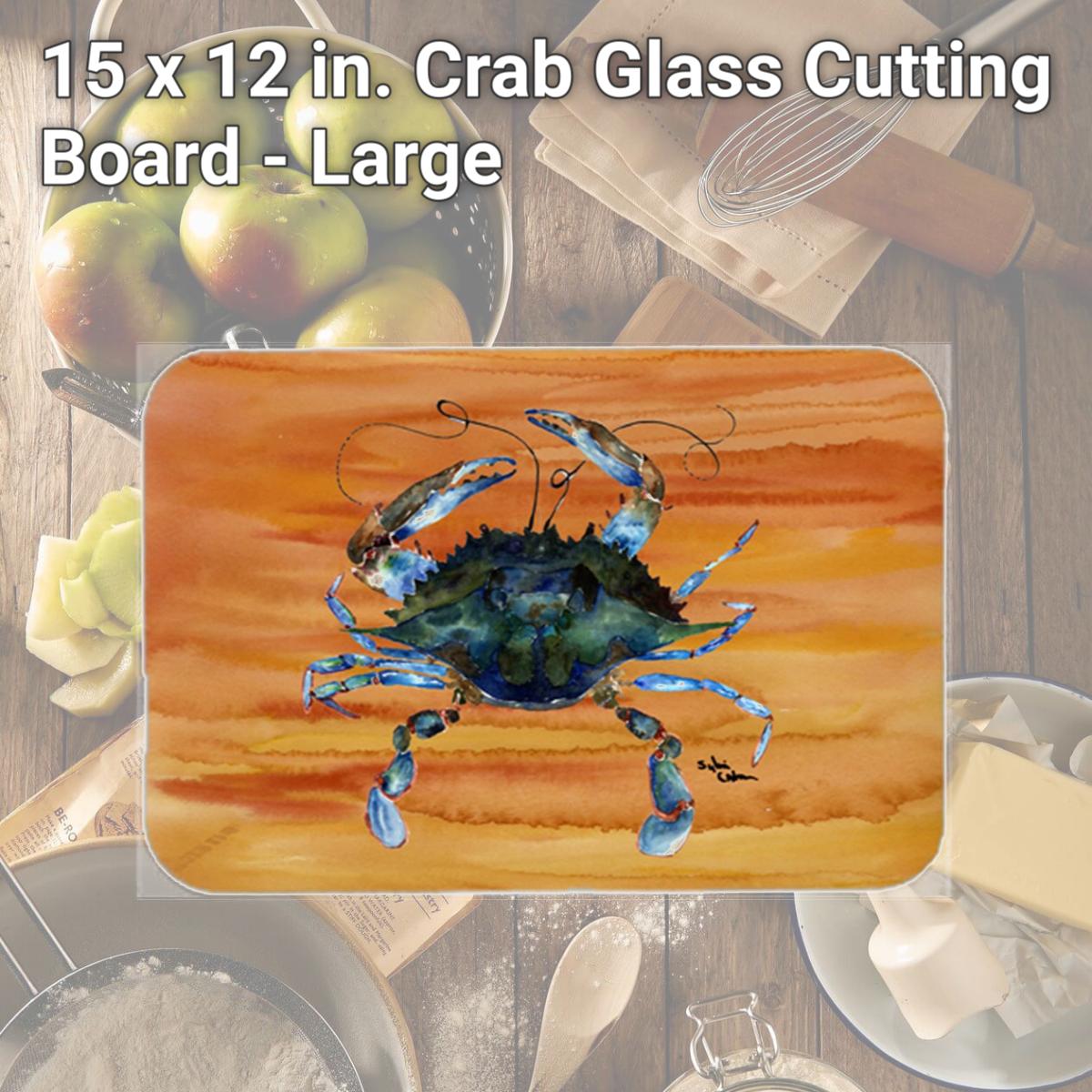 Picture of Carolines Treasures 8143LCB 15 x 12 in. Crab Glass Cutting Board - Large