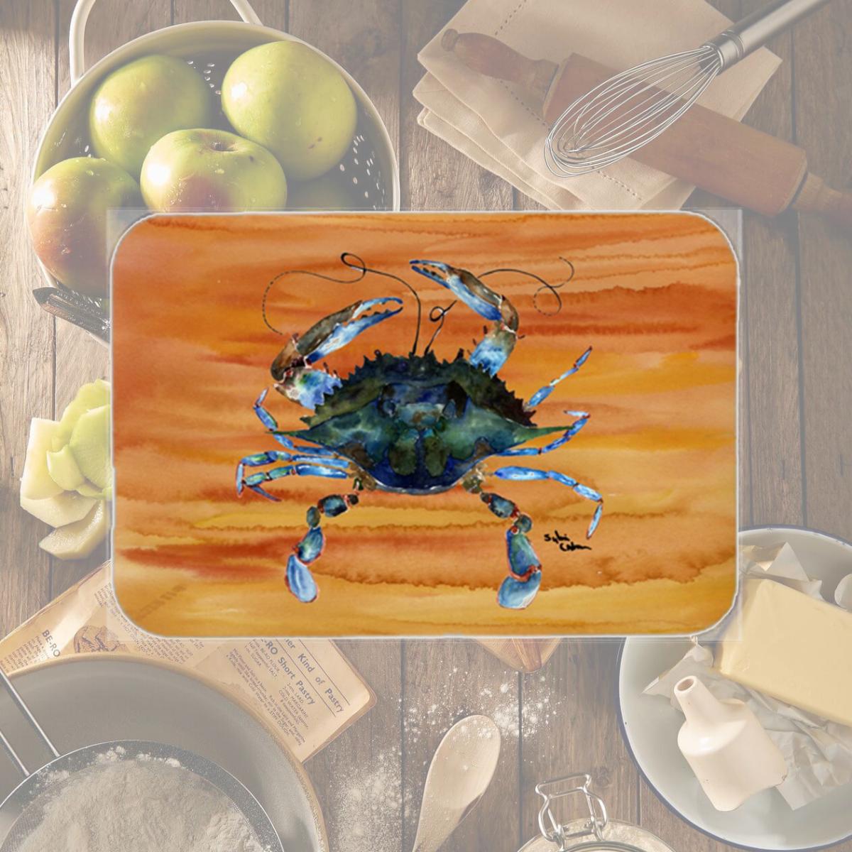 Picture of Carolines Treasures 8143LCB 15 x 12 in. Crab Glass Cutting Board - Large