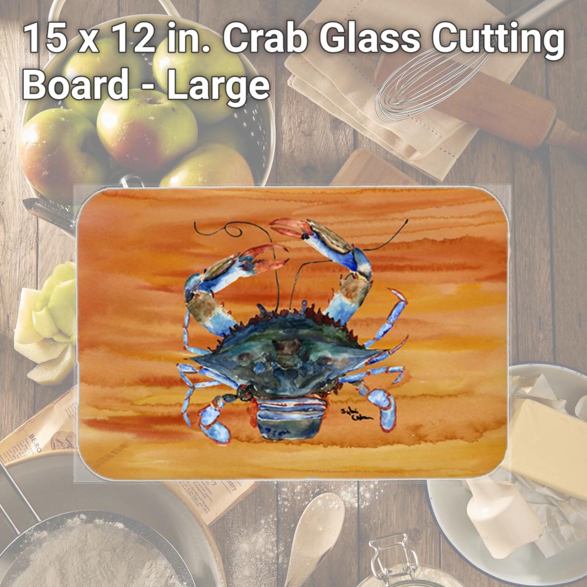 Picture of Carolines Treasures 8144LCB 15 x 12 in. Crab Glass Cutting Board - Large