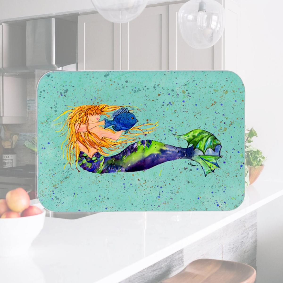 Picture of Carolines Treasures 8336LCB 15 x 12 in. Mermaid Glass Cutting Board - Large
