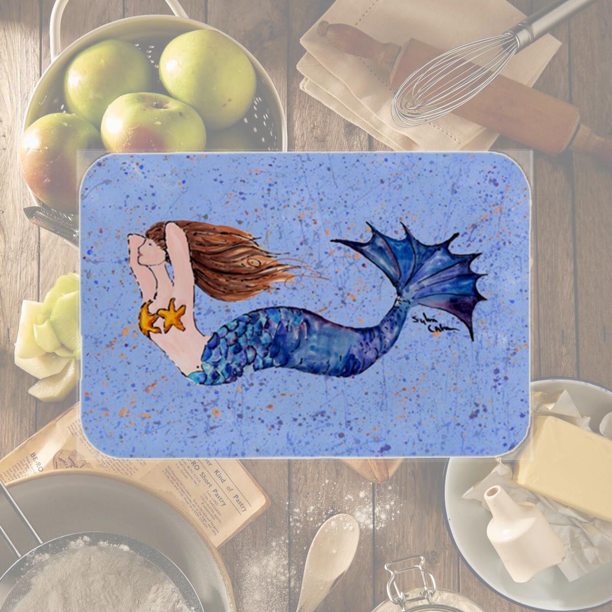 Picture of Carolines Treasures 8337LCB 15 x 12 in. Mermaid Glass Cutting Board - Large