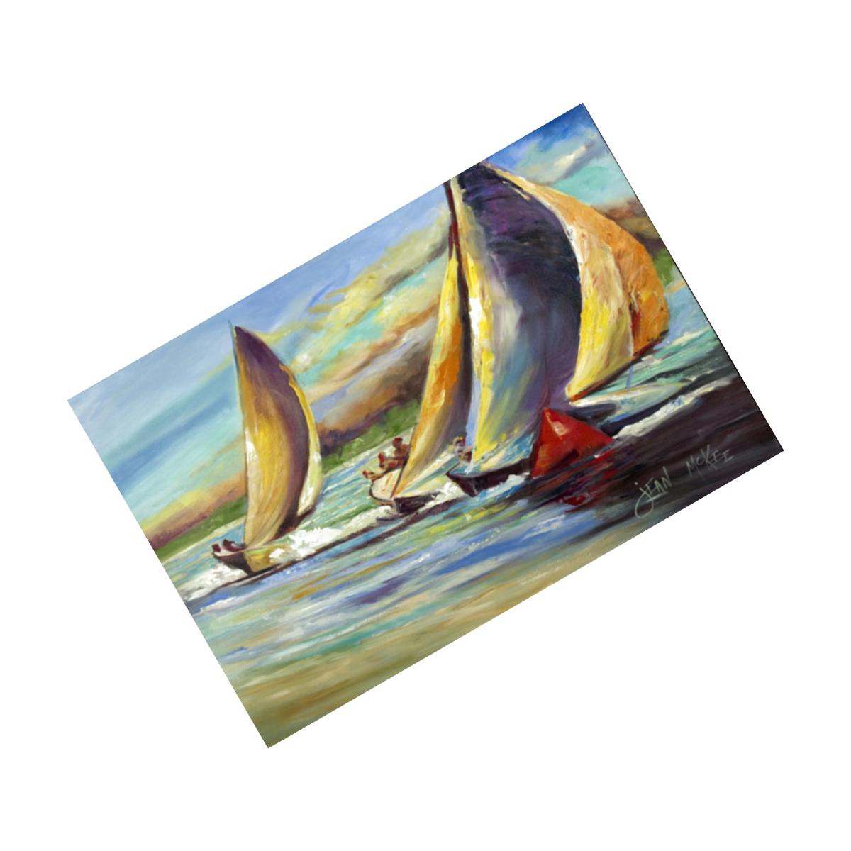 Picture of Carolines Treasures JMK1057PLMT Knost Regatta Pass Christian Sailboats Fabric Placemat