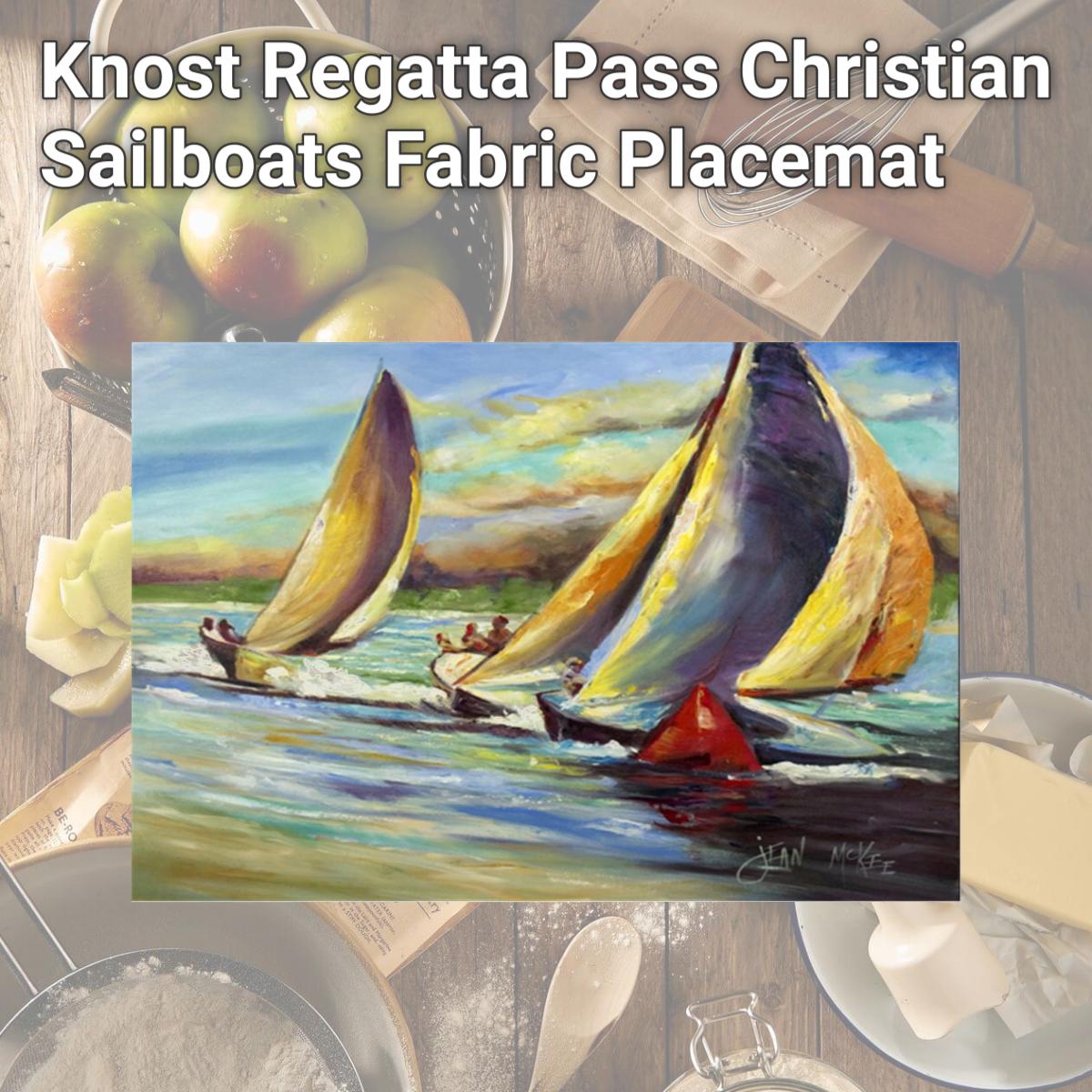 Picture of Carolines Treasures JMK1057PLMT Knost Regatta Pass Christian Sailboats Fabric Placemat