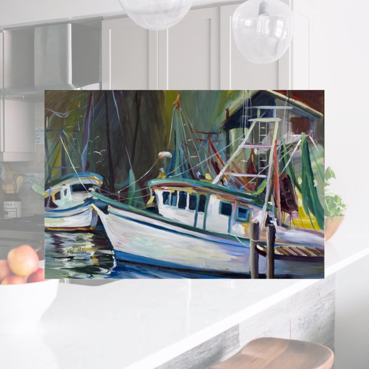 Picture of Carolines Treasures JMK1058PLMT Joe Patti Shrimp Boat Fabric Placemat