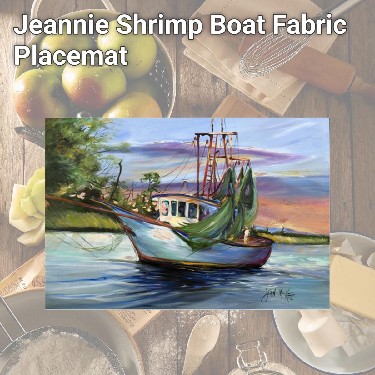 Picture of Carolines Treasures JMK1059PLMT Jeannie Shrimp Boat Fabric Placemat