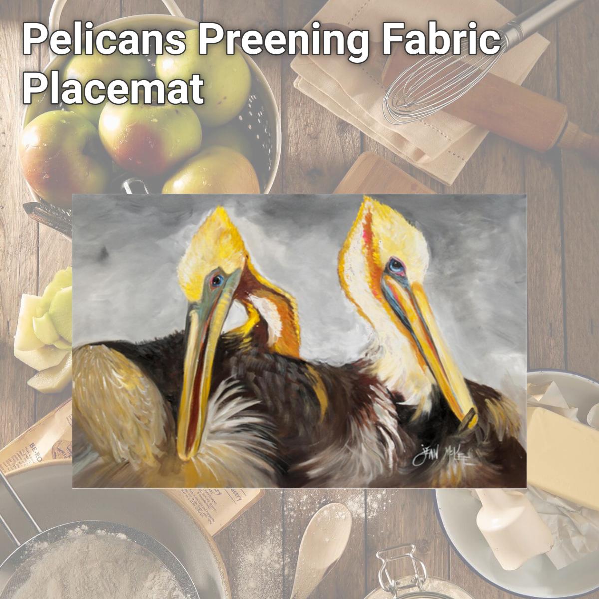 Picture of Carolines Treasures JMK1025PLMT Pelicans Preening Fabric Placemat