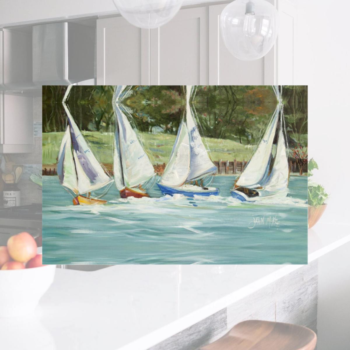 Picture of Carolines Treasures JMK1035PLMT Sailboats On The Bay Fabric Placemat