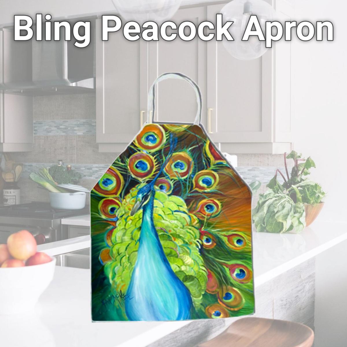 Picture of Carolines Treasures JMK1150APRON Bling Peacock Apron