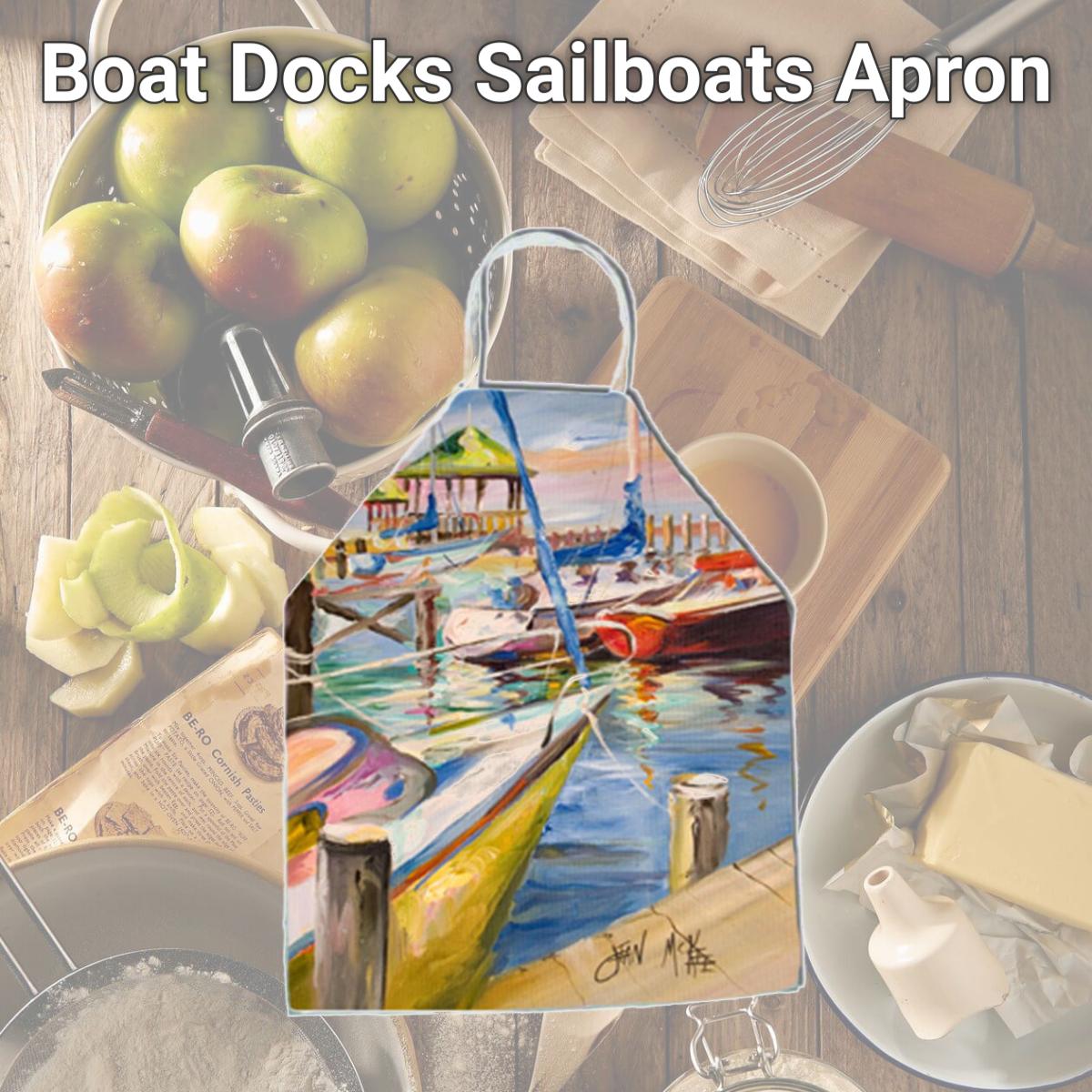 Picture of Carolines Treasures JMK1151APRON Boat Docks Sailboats Apron