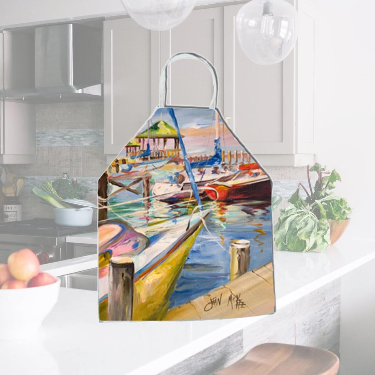 Picture of Carolines Treasures JMK1151APRON Boat Docks Sailboats Apron
