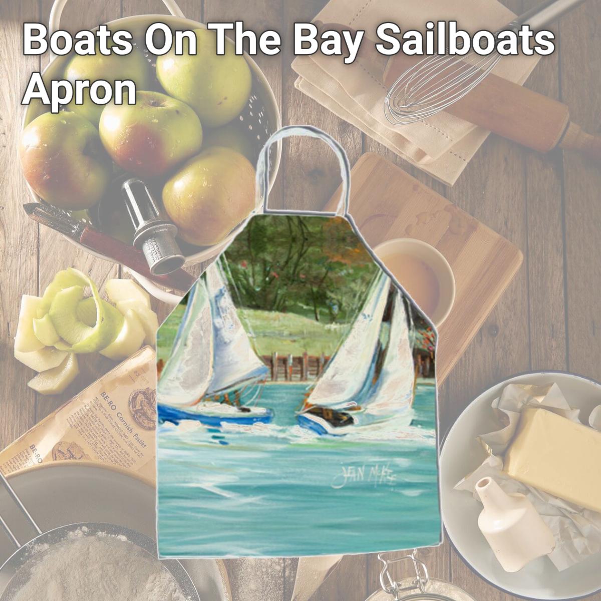 Picture of Carolines Treasures JMK1291APRON Boats On The Bay Sailboats Apron