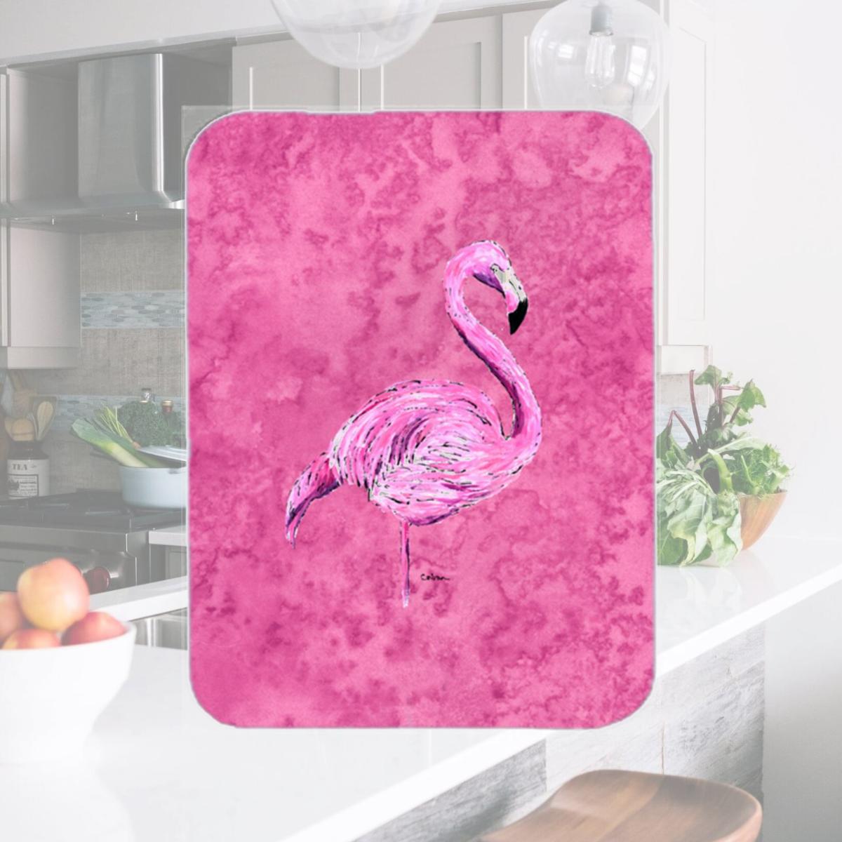 Picture of Carolines Treasures 8875LCB Flamingo On Pink Glass Cutting Board - Large