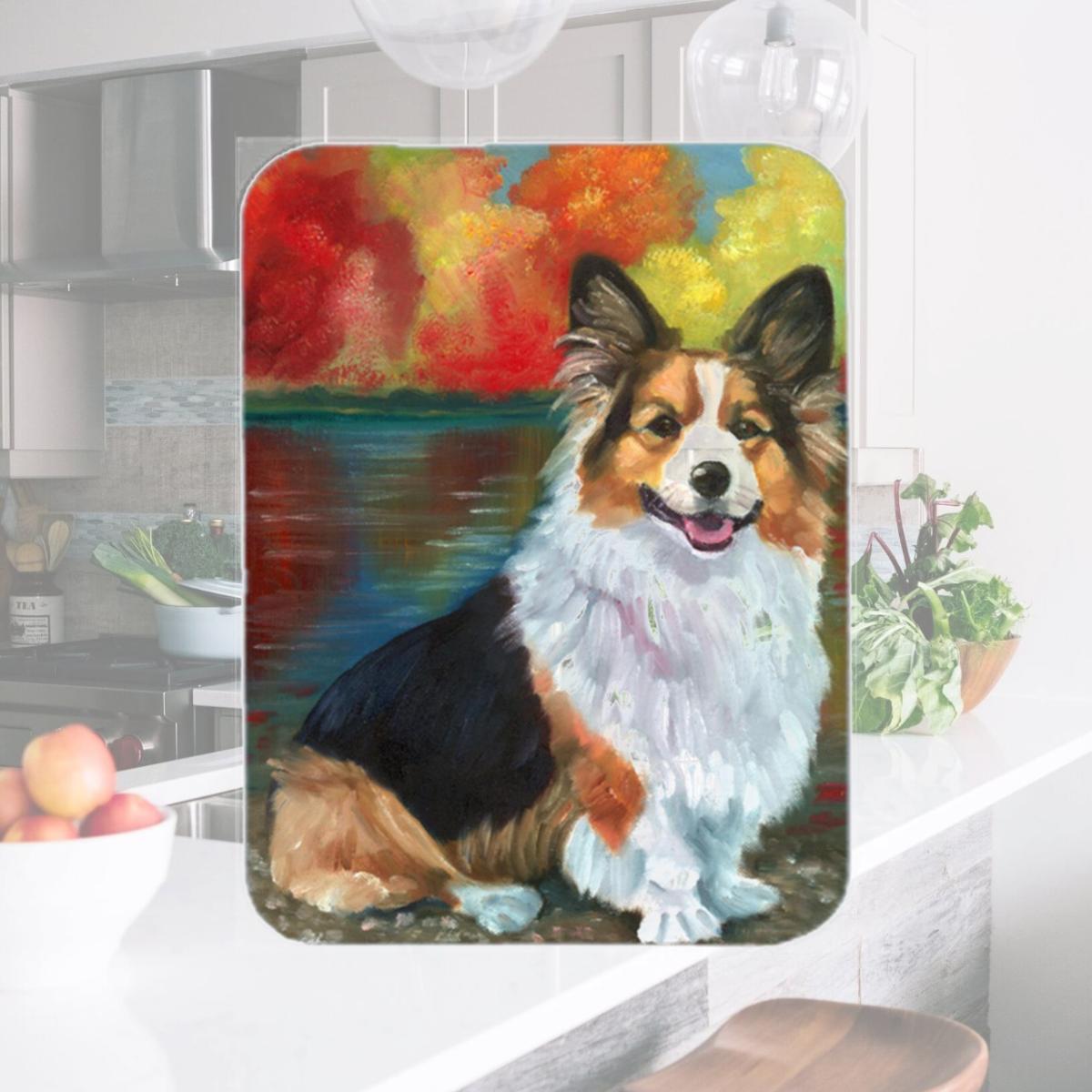 Picture of Carolines Treasures 7294LCB Corgi By The Lake Glass Cutting Board- Large