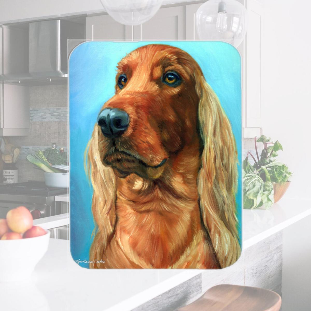 Picture of Carolines Treasures 7314LCB Irish Setter In Blue Glass Cutting Board- Large