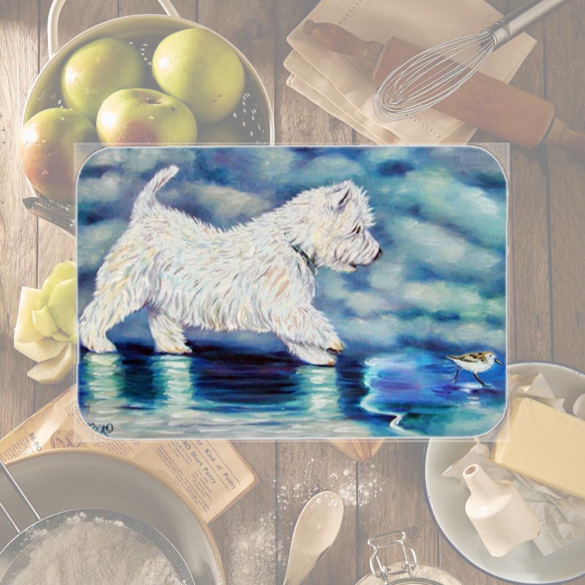 Picture of Carolines Treasures 7334LCB Misty Westie Glass Cutting Board- Large