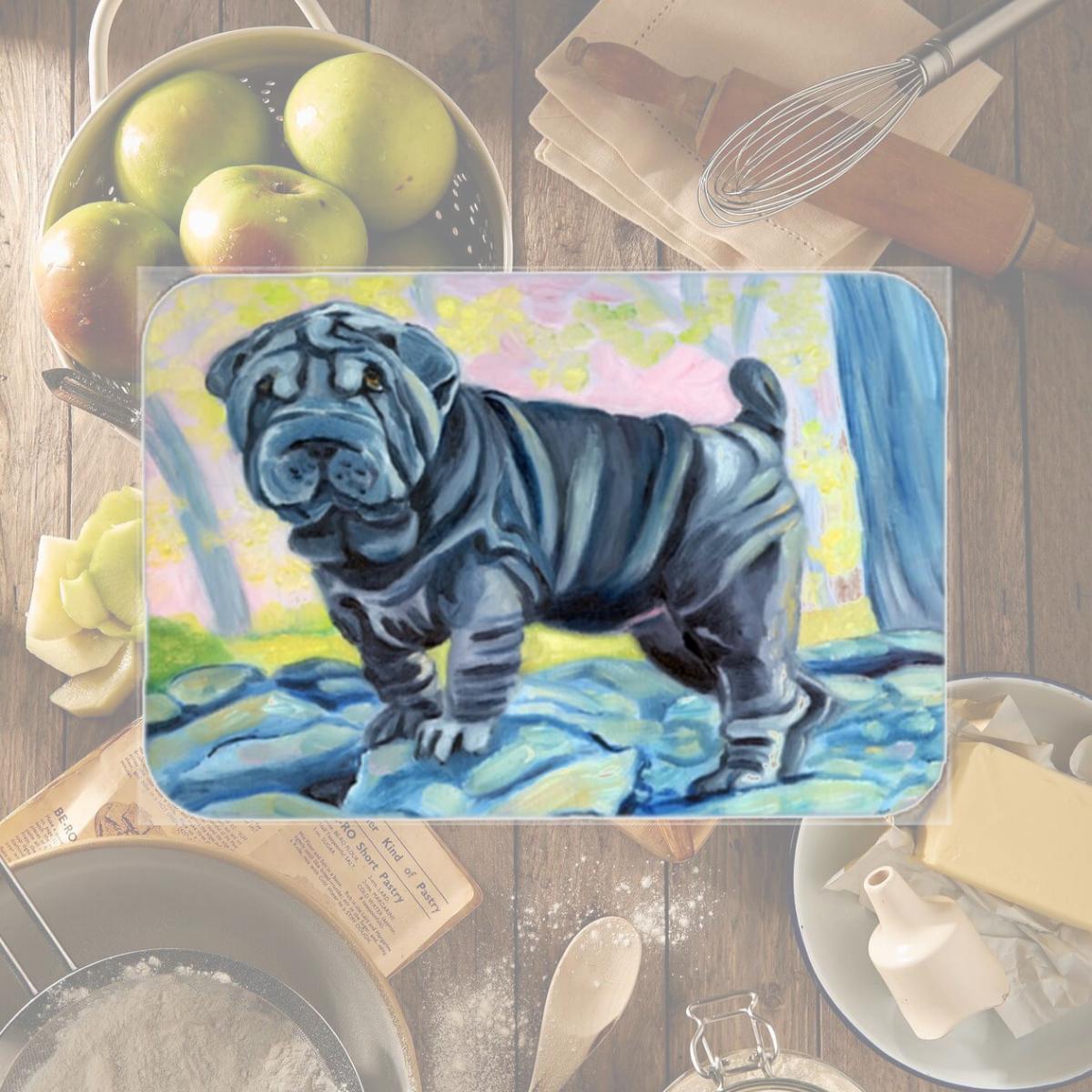 Picture of Carolines Treasures 7333LCB Blue Shar Pei Glass Cutting Board- Large