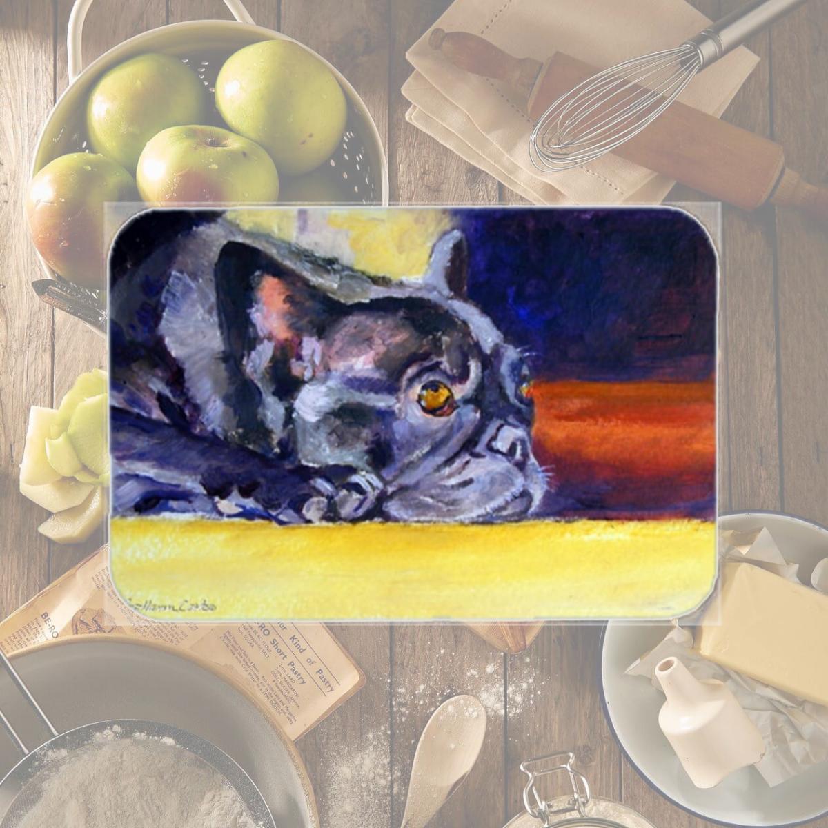 Picture of Carolines Treasures 7331LCB Black French Bulldog Sunny Glass Cutting Board- Large