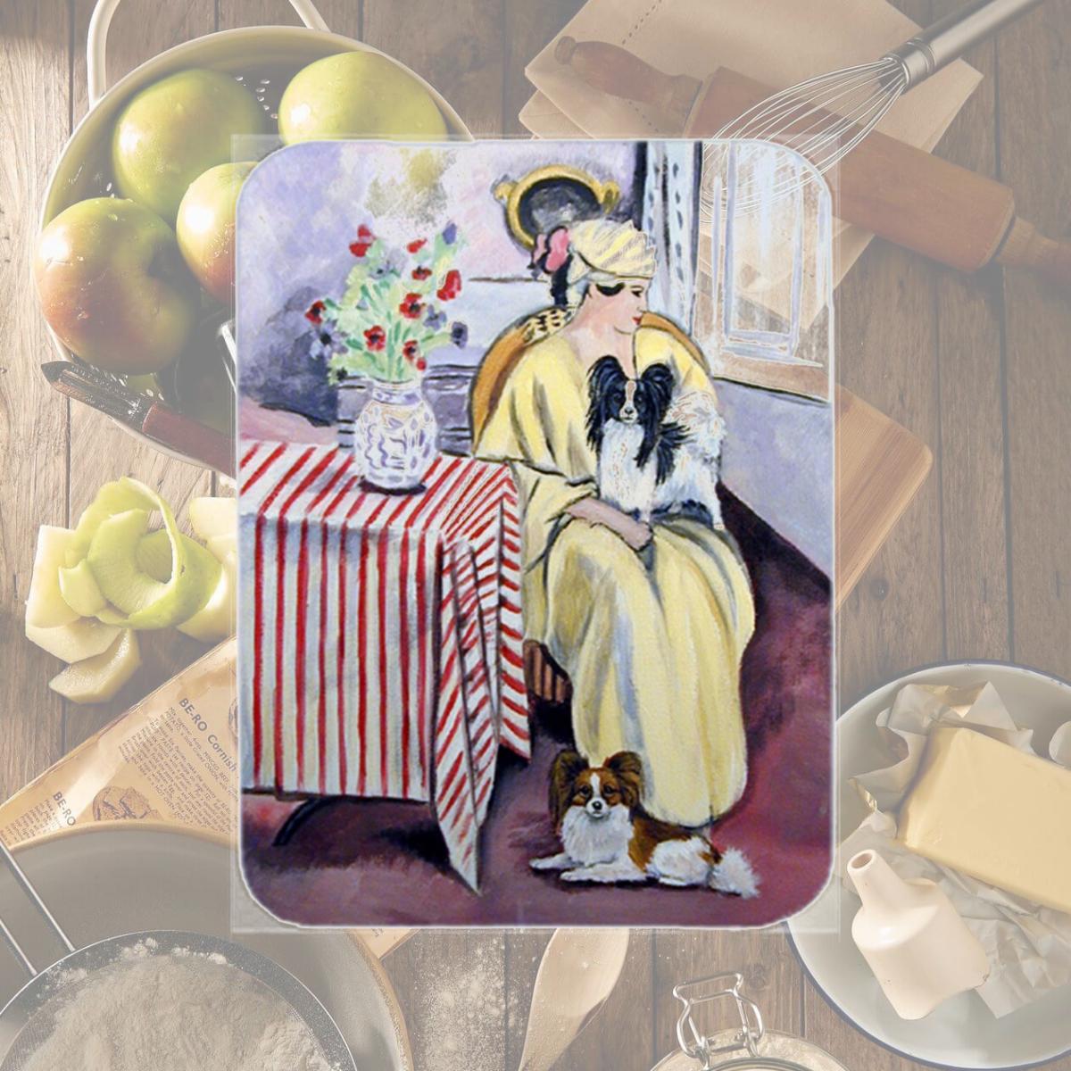 Picture of Carolines Treasures 7069LCB Lady with her Papillon Glass Cutting Board - Large