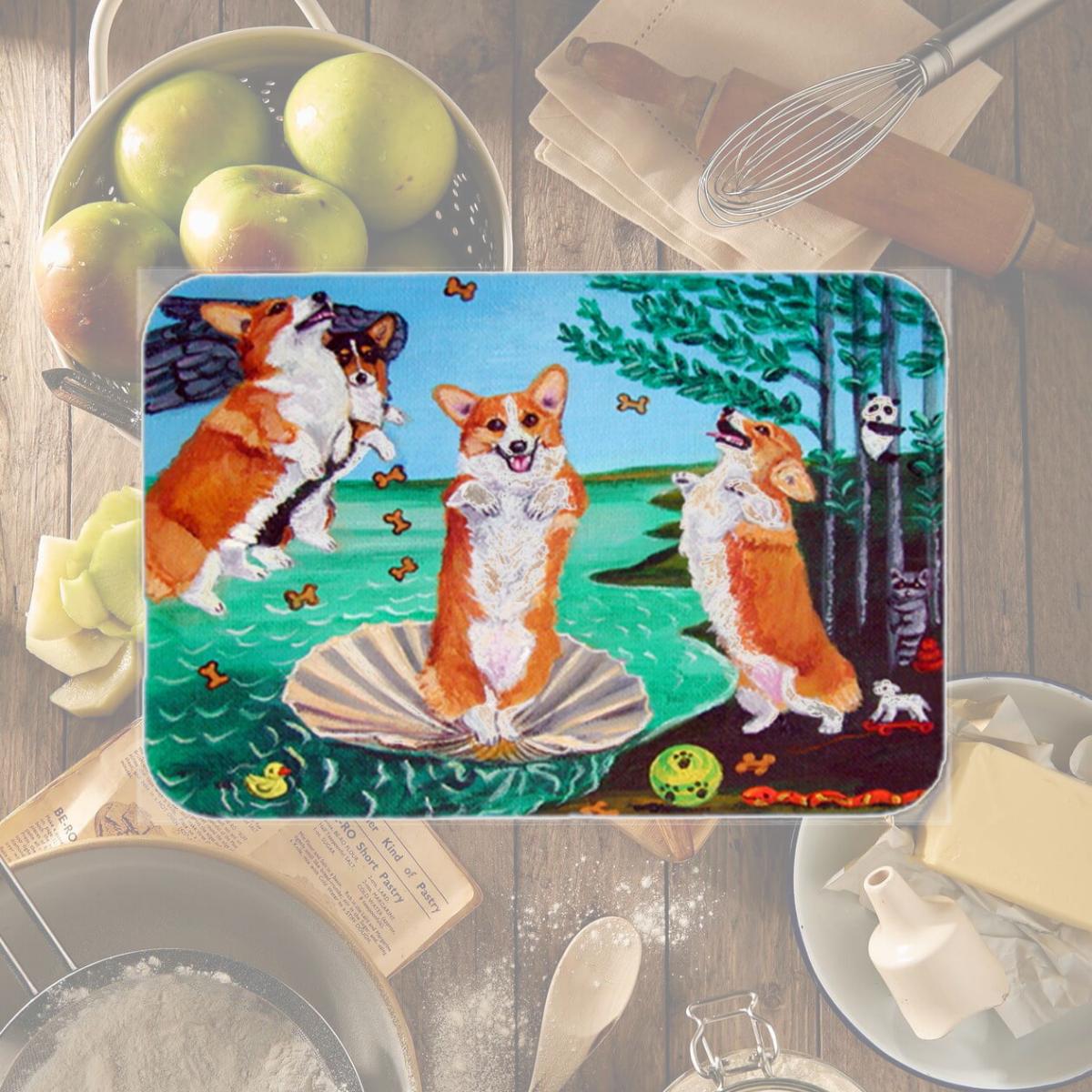Picture of Carolines Treasures 7319LCB Corgi Birth Of Venus Glass Cutting Board- Large