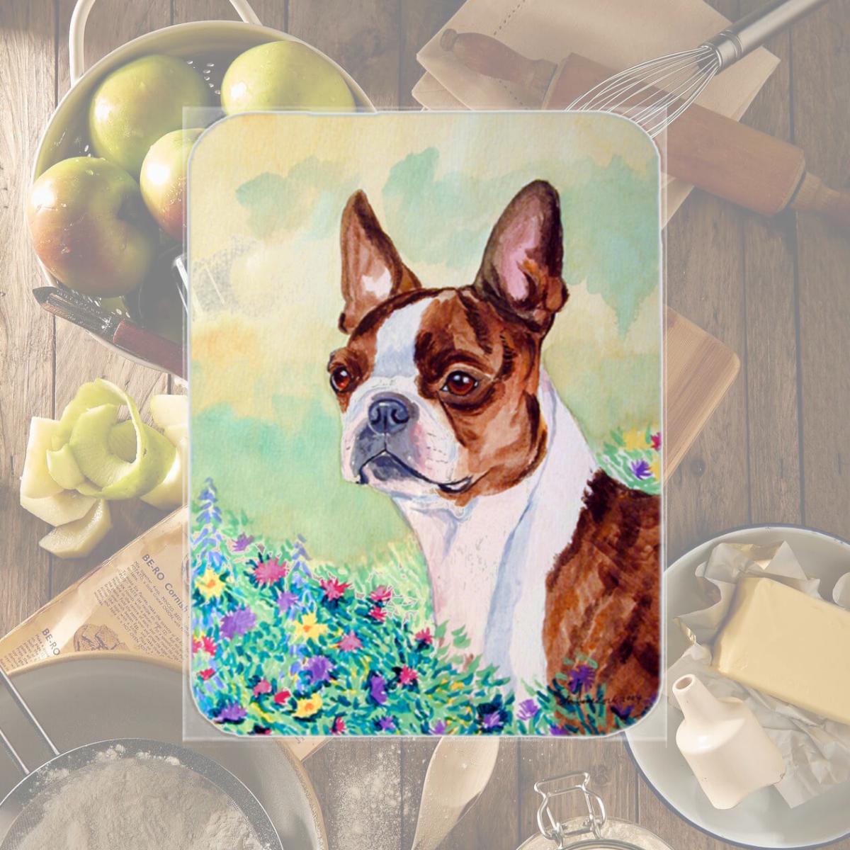 Picture of Carolines Treasures 7222LCB Red and White Boston Terrier Glass Cutting Board - Large