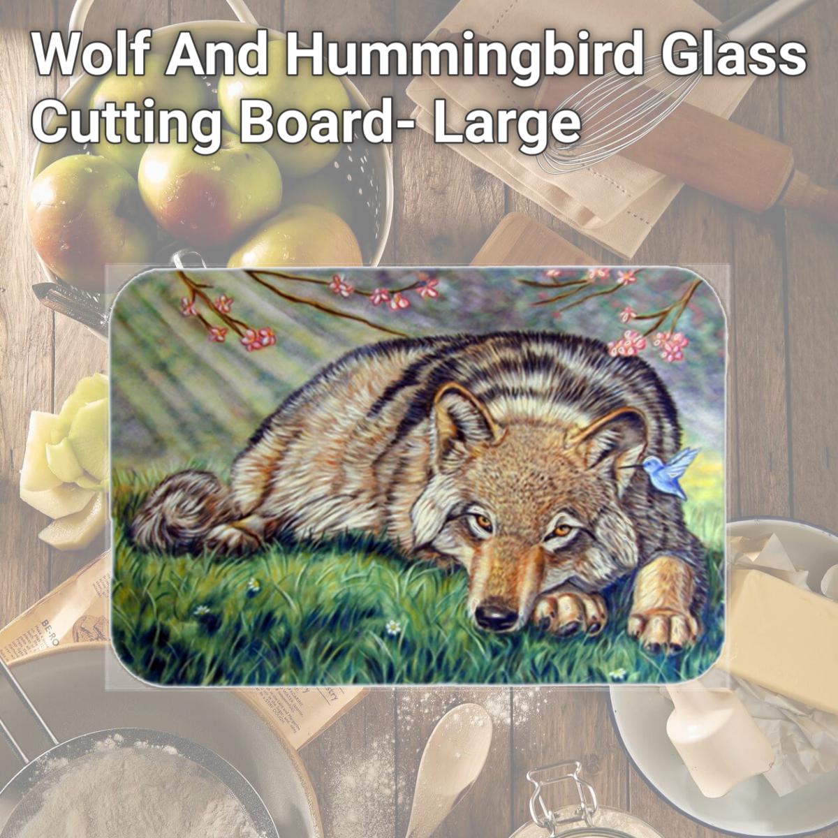 Picture of Carolines Treasures 7356LCB Wolf And Hummingbird Glass Cutting Board- Large
