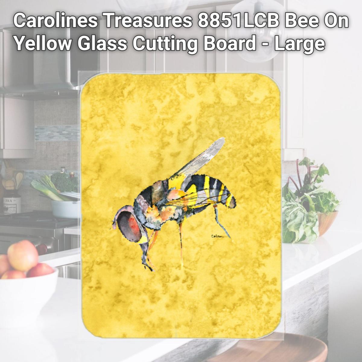Picture of Carolines Treasures 8851LCB Bee On Yellow Glass Cutting Board - Large