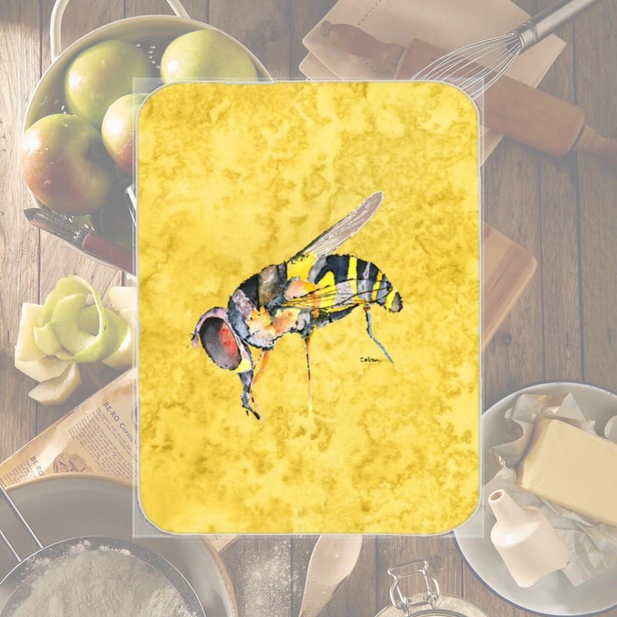 Picture of Carolines Treasures 8851LCB Bee On Yellow Glass Cutting Board - Large