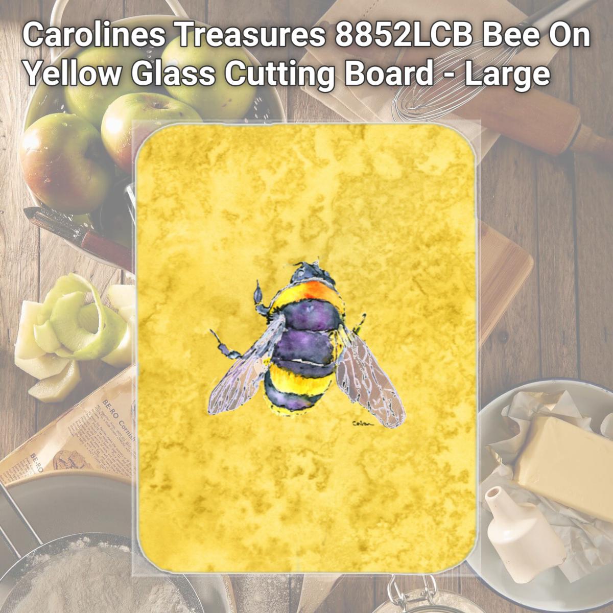Picture of Carolines Treasures 8852LCB Bee On Yellow Glass Cutting Board - Large