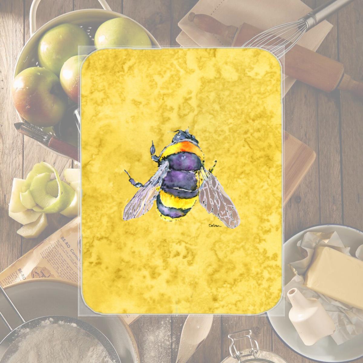 Picture of Carolines Treasures 8852LCB Bee On Yellow Glass Cutting Board - Large