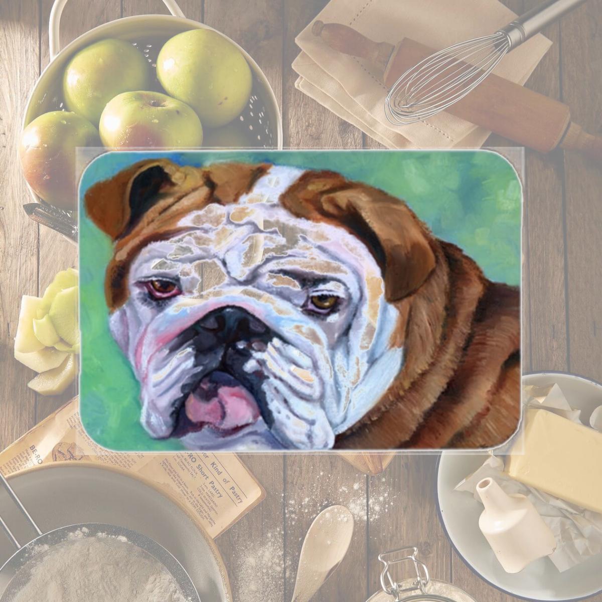 Picture of Carolines Treasures 7349LCB Admiral The English Bulldog Glass Cutting Board- Large