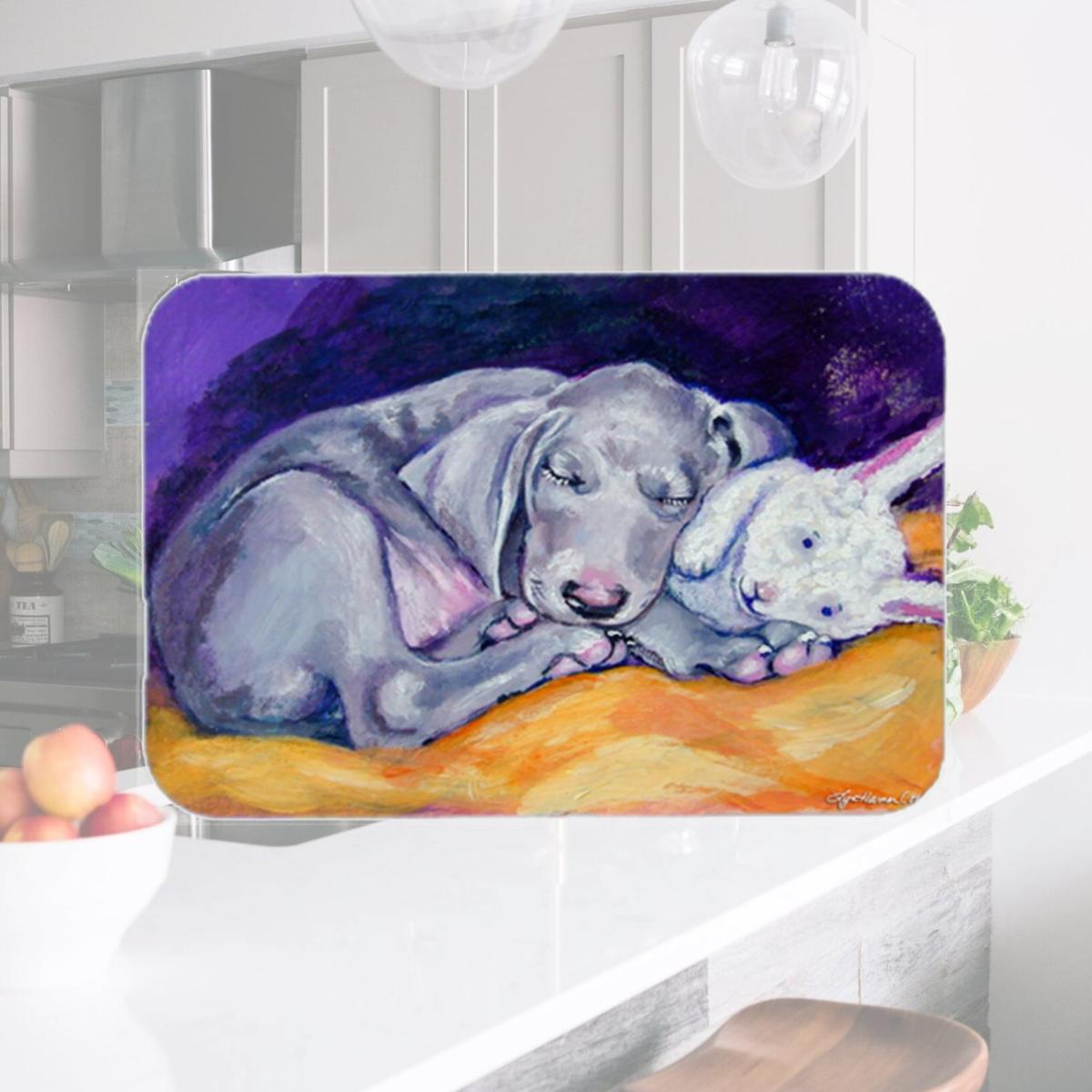 Picture of Carolines Treasures 7354LCB Weimaraner Snuggle Bunny Glass Cutting Board- Large
