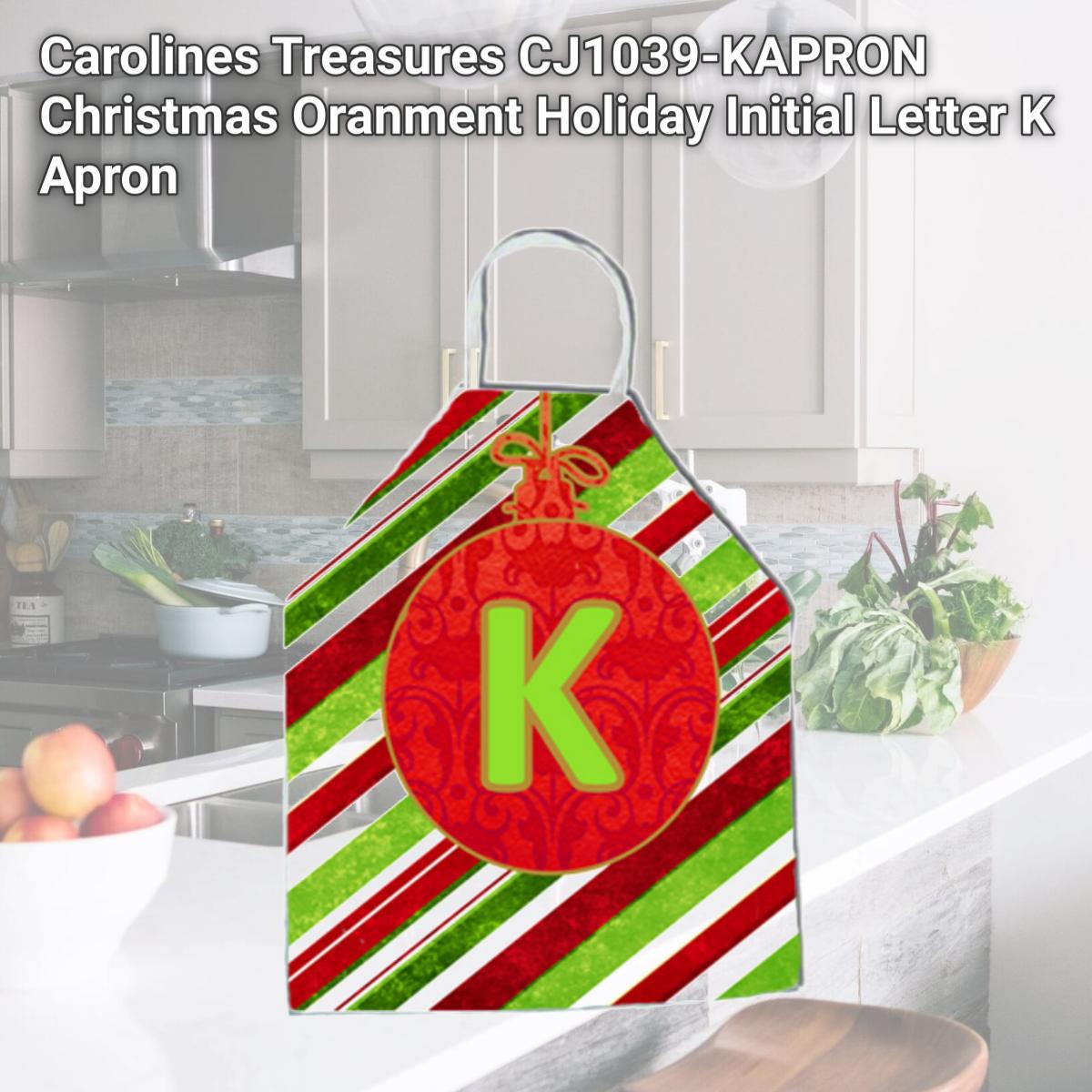 Picture of Carolines Treasures CJ1039-KAPRON Christmas Oranment Holiday Initial Letter K Apron