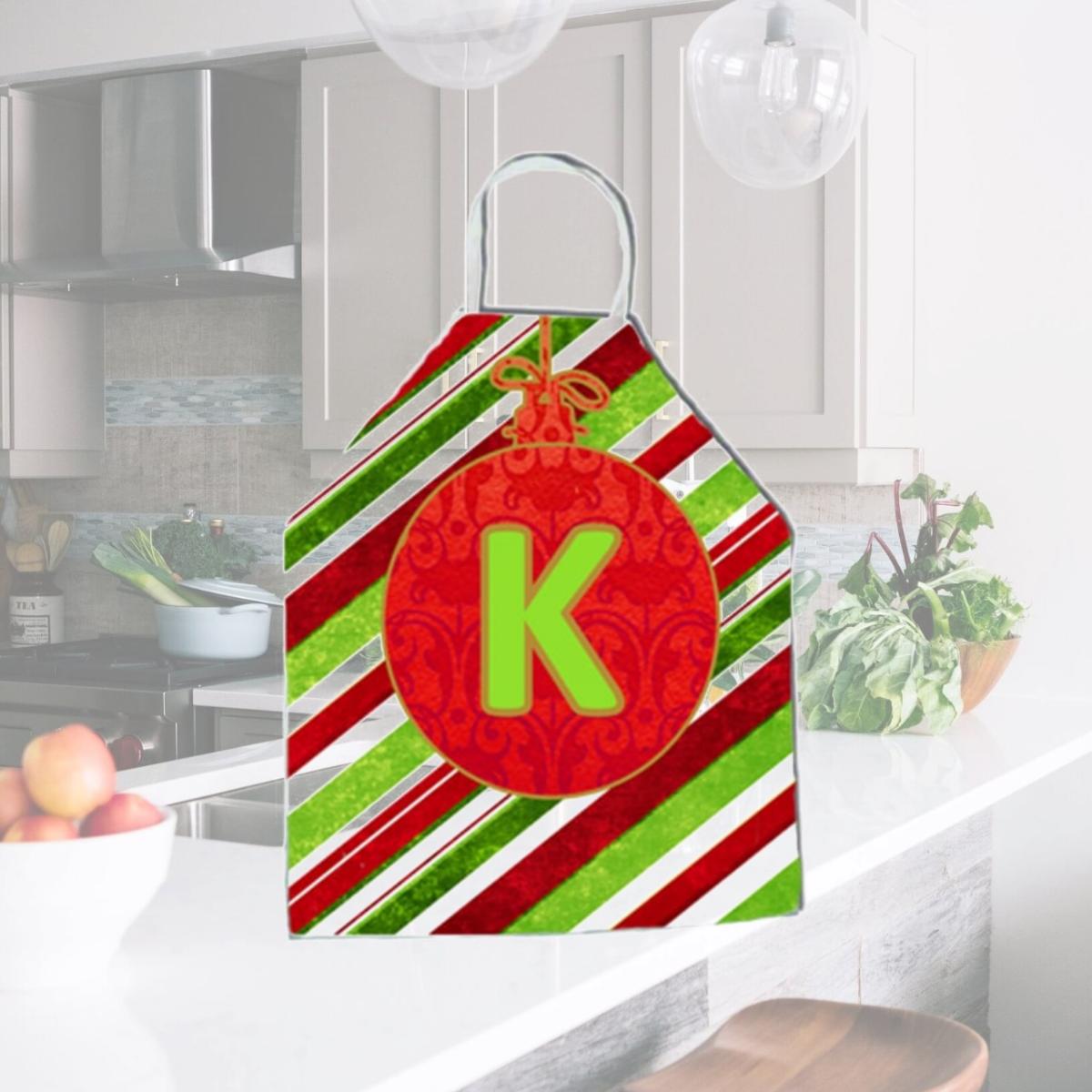 Picture of Carolines Treasures CJ1039-KAPRON Christmas Oranment Holiday Initial Letter K Apron