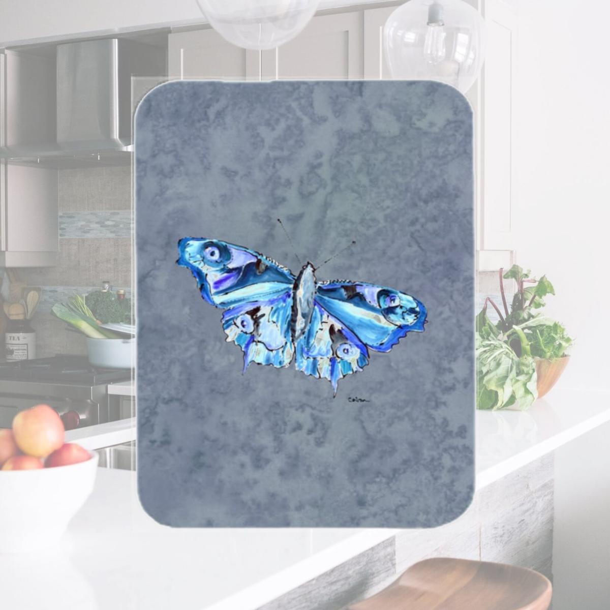 Picture of Carolines Treasures 8856LCB Butterfly On Gray Glass Cutting Board - Large
