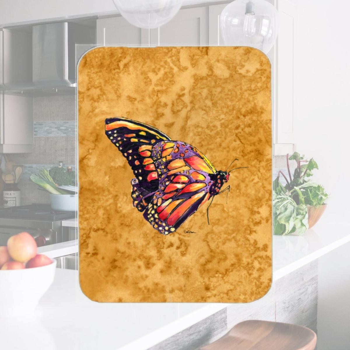 Picture of Carolines Treasures 8858LCB Butterfly On Gold Glass Cutting Board - Large