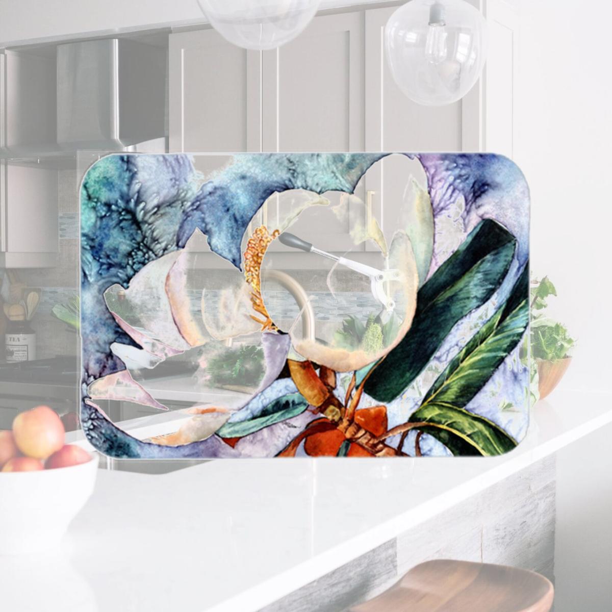 Picture of Carolines Treasures 8701LCB Magnolia Glass Cutting Board- Large
