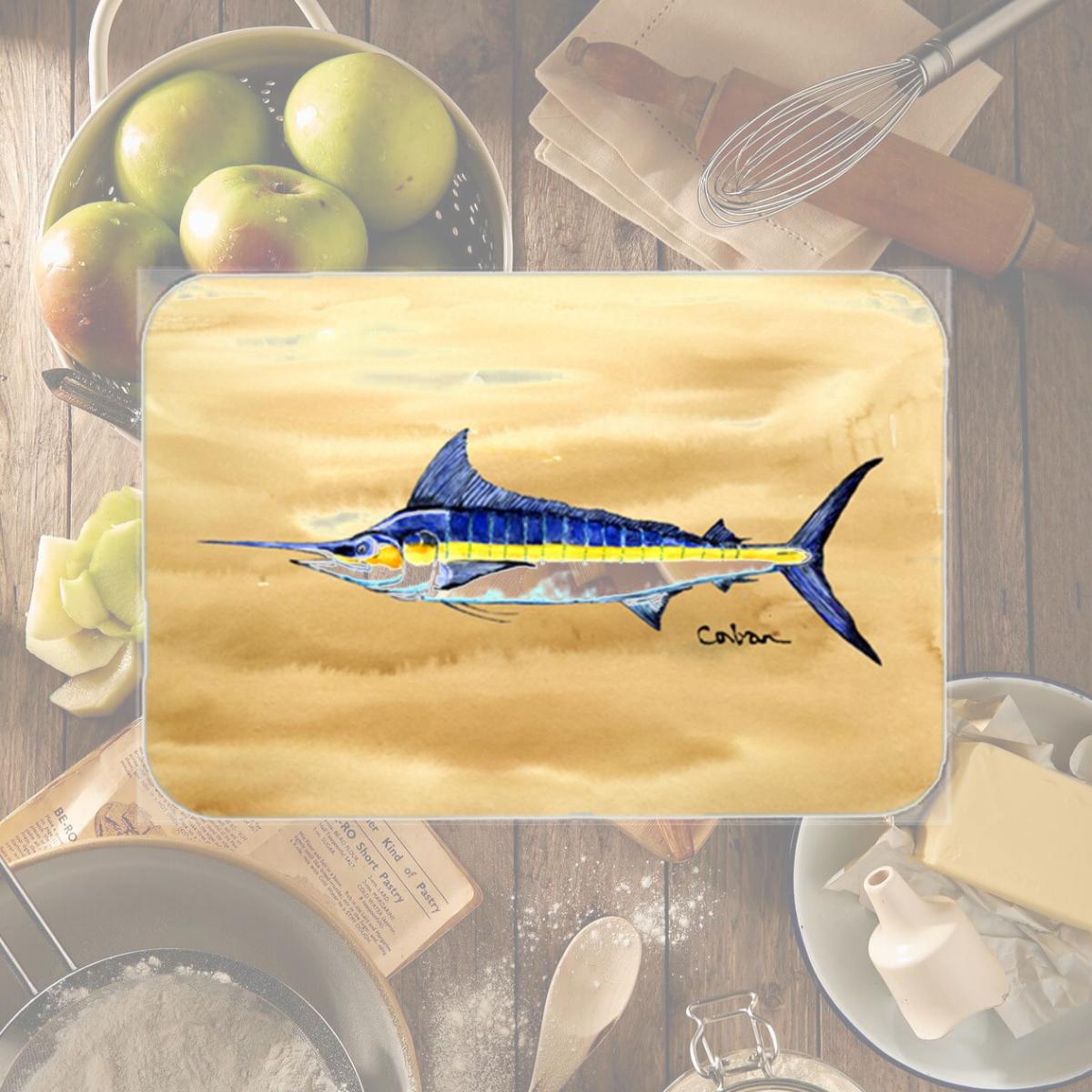 Picture of Carolines Treasures 8754LCB Swordfish On Sandy Beach Glass Cutting Board- Large