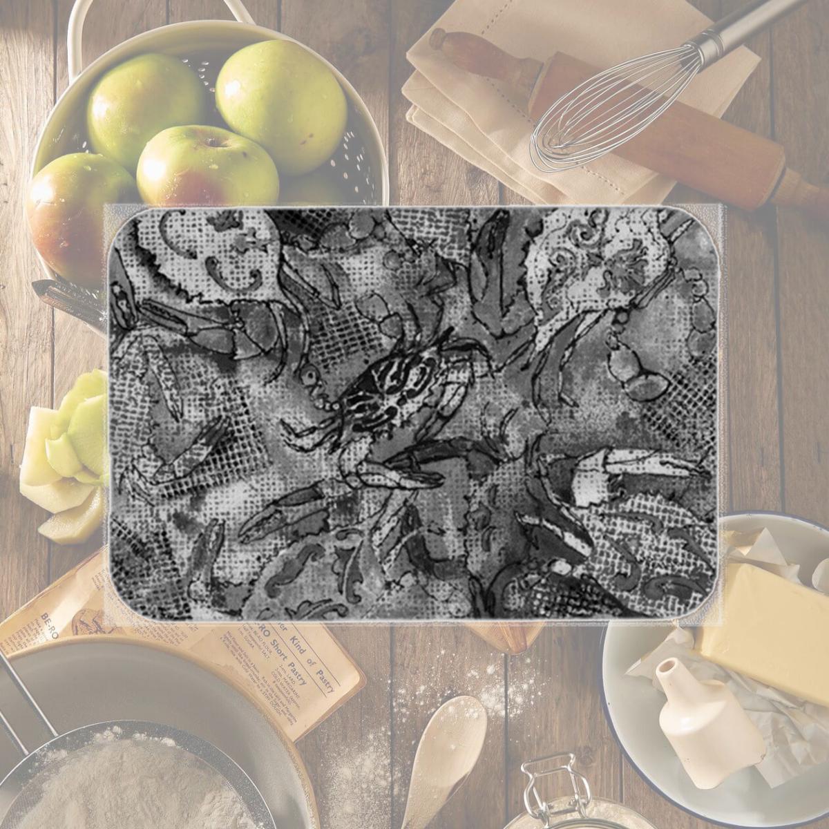 Picture of Carolines Treasures 8953LCB Grey Canvas Abstract Crabs Glass Cutting Board- Large