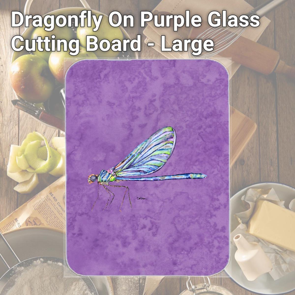 Picture of Carolines Treasures 8865LCB Dragonfly On Purple Glass Cutting Board - Large