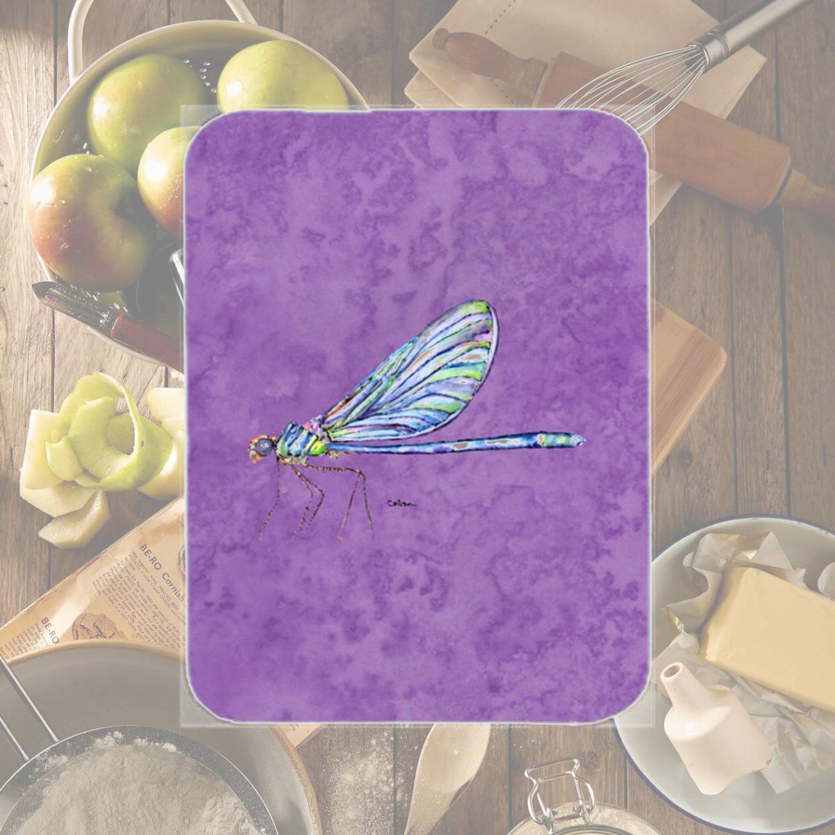 Picture of Carolines Treasures 8865LCB Dragonfly On Purple Glass Cutting Board - Large